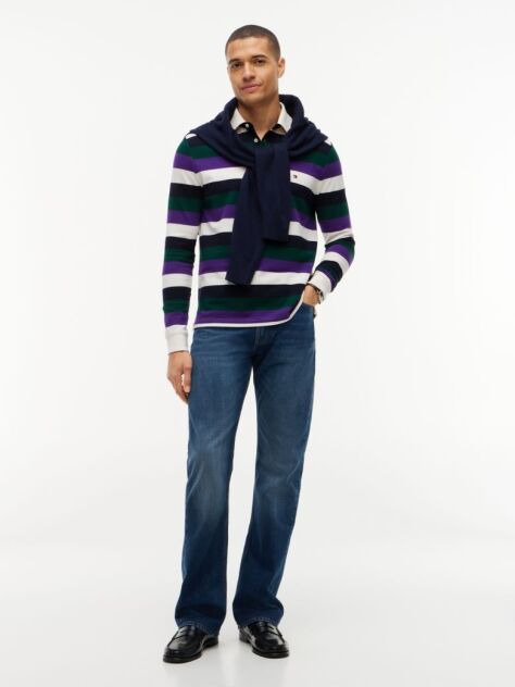 Multi Rugby Stripe Long Sleeve Polo Shirt  Men