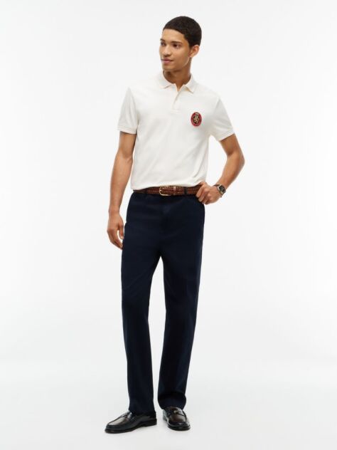 Beige Regular Fit Logo Interlock Knit Polo Shirt  Men