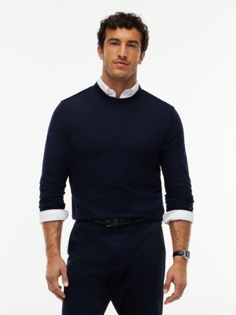 Blue New York Label Pure Wool Jumper  Men