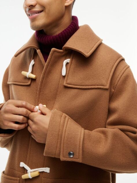 Brown Pure Wool Relaxed Duffel Coat  Men