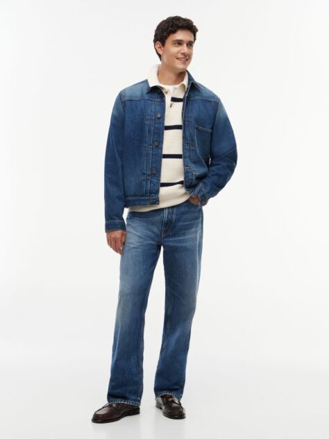 Multi Waffle Knit Relaxed Rugby Jumper  Men