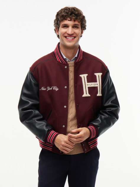 Multi Wool Blend Varsity Jacket With Cashmere  Men