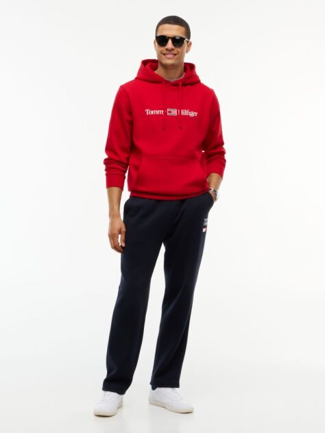 Red Logo Fleece Drawstring Hoody  Men