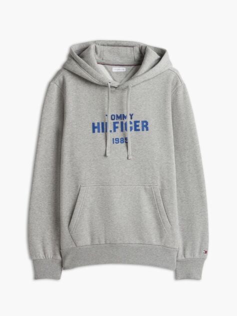 Grey Logo Embroidery Fleece Hoody  Men