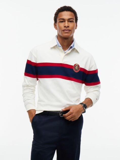 Multi Crest Colour-Blocked Relaxed Rugby Shirt  Men