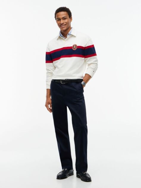 Multi Crest Colour-Blocked Relaxed Rugby Shirt  Men