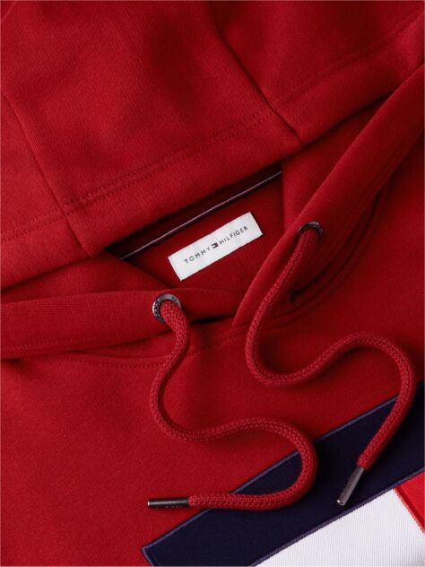 Κόκκινο Fleece Hoody Με Κεντητό Λογότυπο  Άνδρες