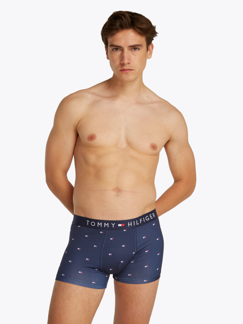 Blue TH Original Print Logo Waistband Trunks  Men