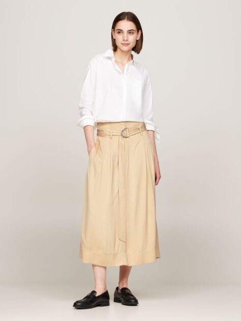 Beige Belted Utility Midi Skirt  Women