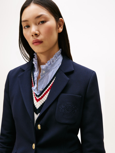 Μπλε TH Crest Blazer Σε Slim Γραμμή Με Κέντημα  Γυναίκες