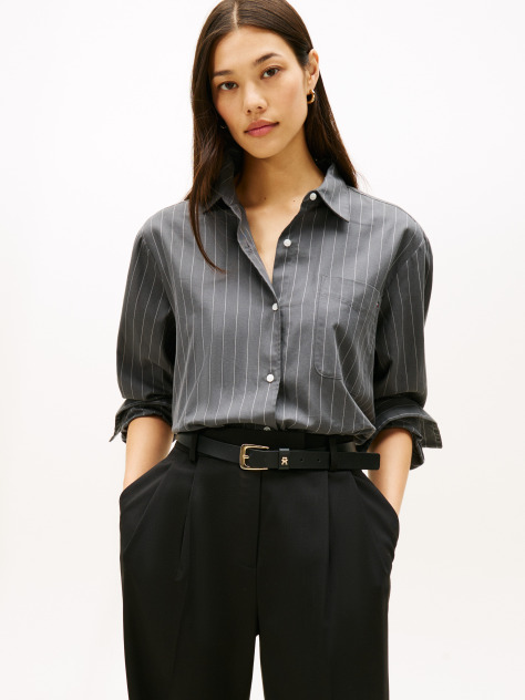 Γκρι Oversized Flannel Πουκάμισο  Γυναίκες