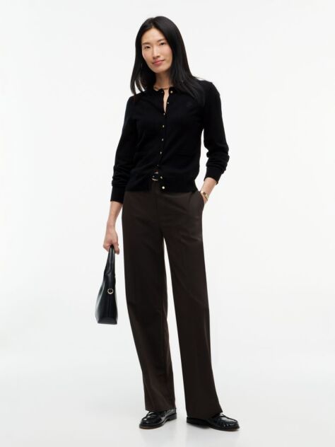 Black Pure Wool Gold-Tone Button Cardigan  Women