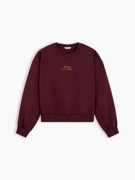 Κόκκινο Άνετο Fleece Φούτερ Με Κεντητό Λογότυπο  Γυναίκες