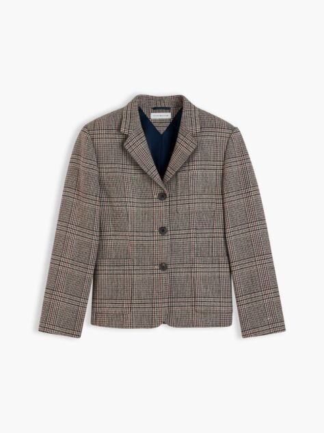Multi Καρό Μάλλινο Blazer Σε Κανονική Γραμμή  Γυναίκες