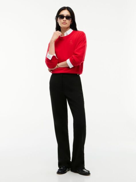 Black Gold-Tone Button Slim Bootcut Trousers  Women