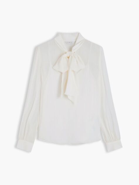 Beige Regular Fit Crinkle Georgette Bow Blouse  Women