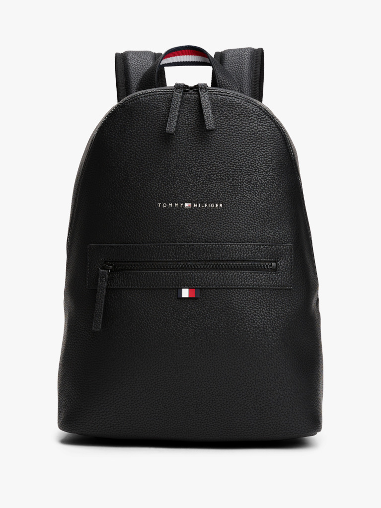 Black Essential Polyurethane Backpack  Men