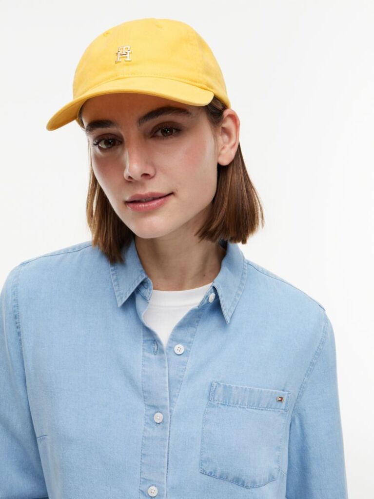 Yellow Chic TH Monogram Washed Baseball Cap  Women