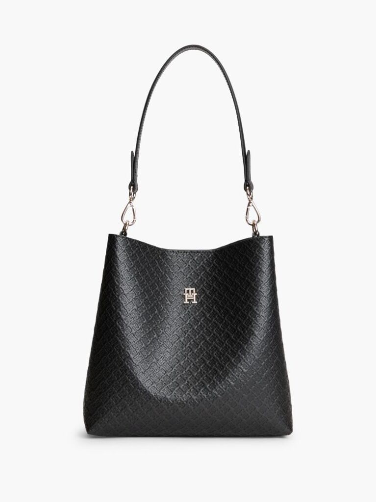 Μαύρο Hilfiger Icon Τσάντα Ώμου Με Ανάγλυφο Σχέδιο  Γυναίκες