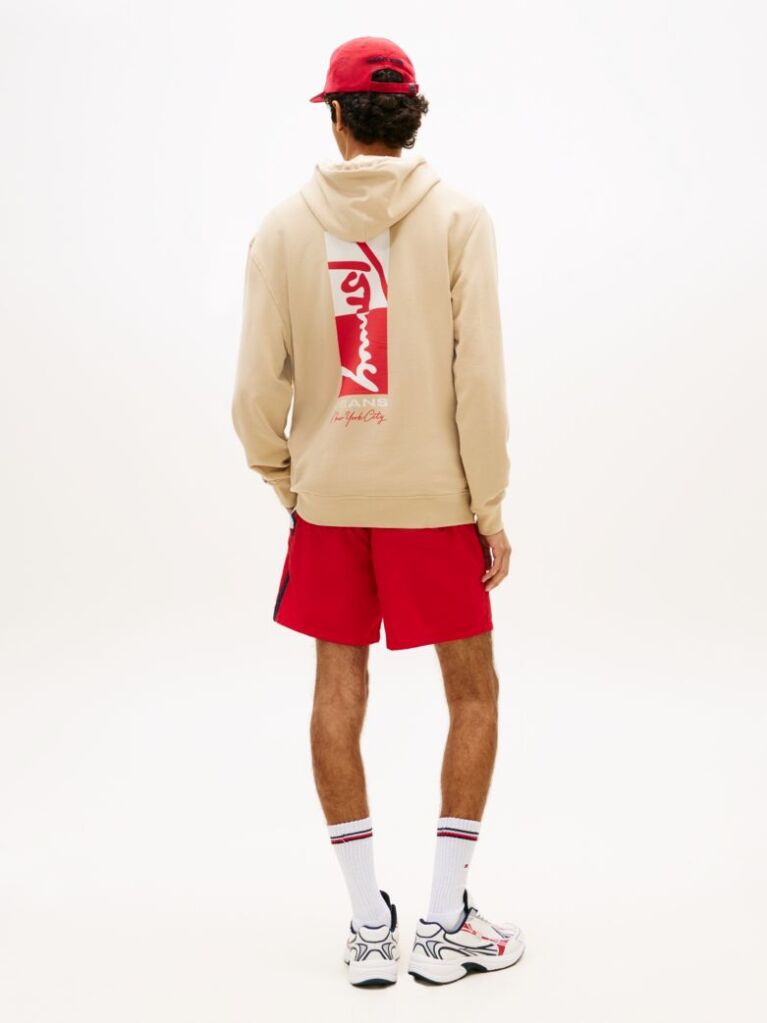 Brown Signature Back Logo Terry Drawstring Hoody  Men