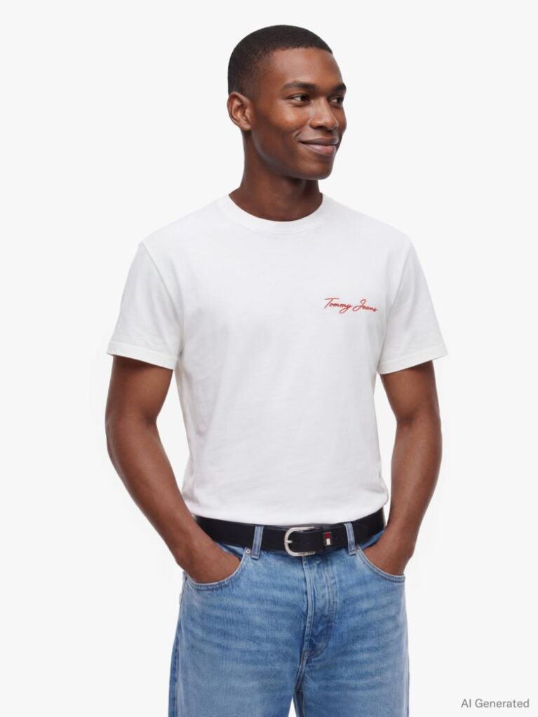 Άσπρο T-Shirt Με Κεντητό Λογότυπο  Άνδρες