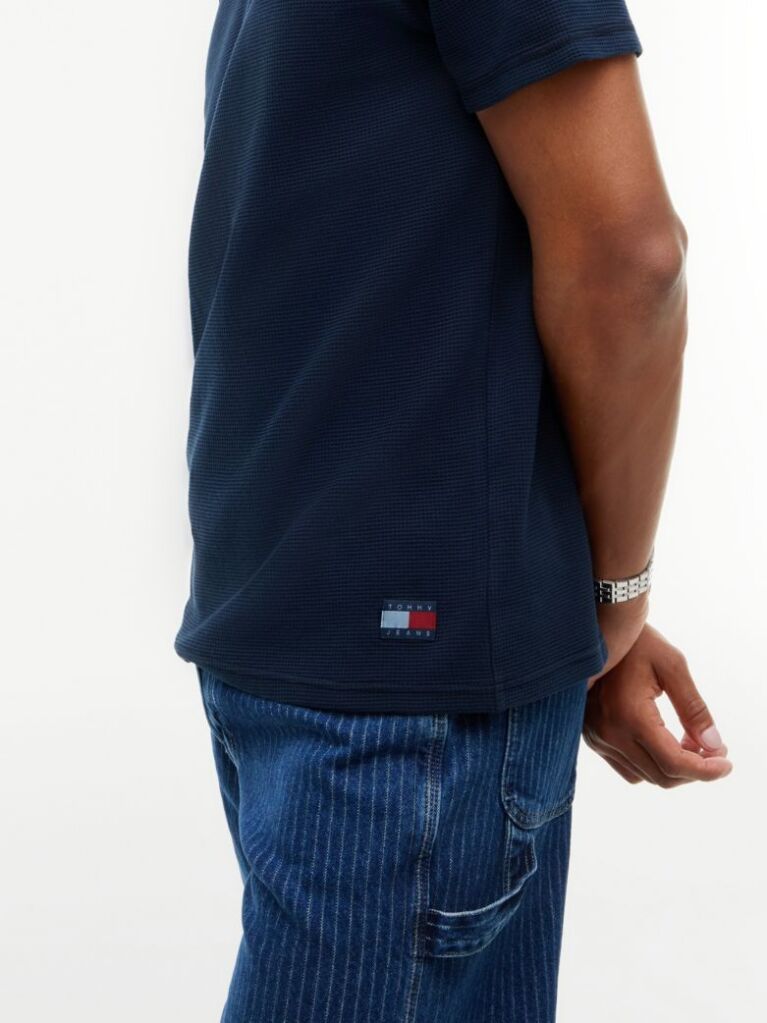 Μπλε Ottoman T-Shirt Με Waffle Πλέξη   Άνδρες