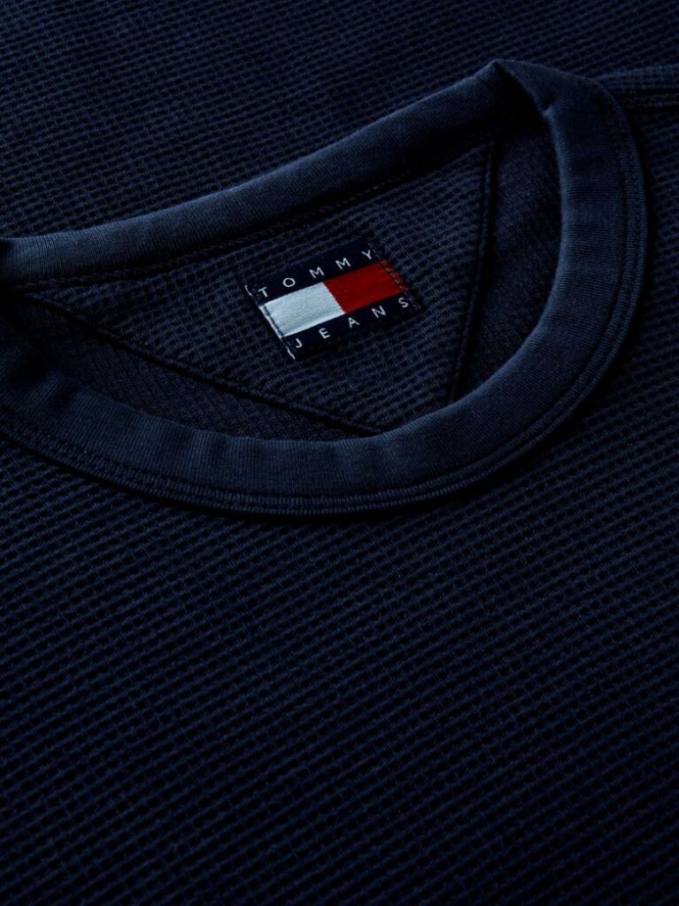 Μπλε Ottoman T-Shirt Με Waffle Πλέξη   Άνδρες