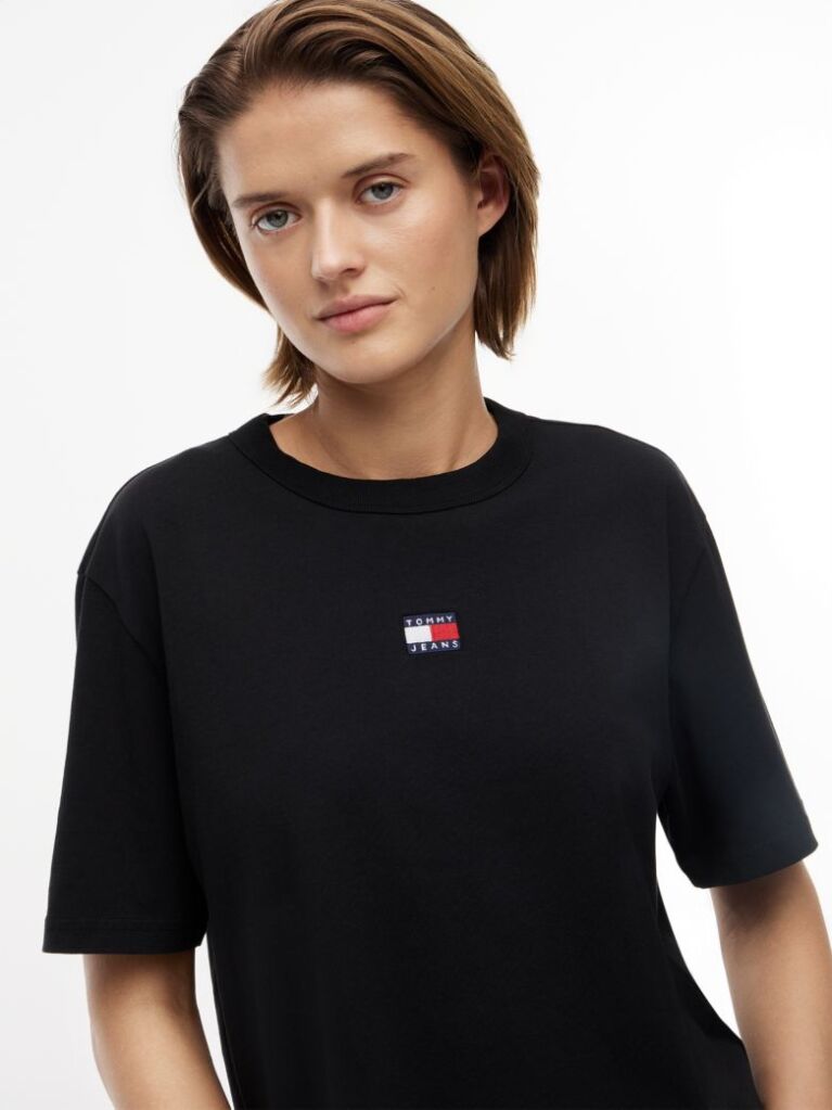 Black Boxy Badge Tee  Women
