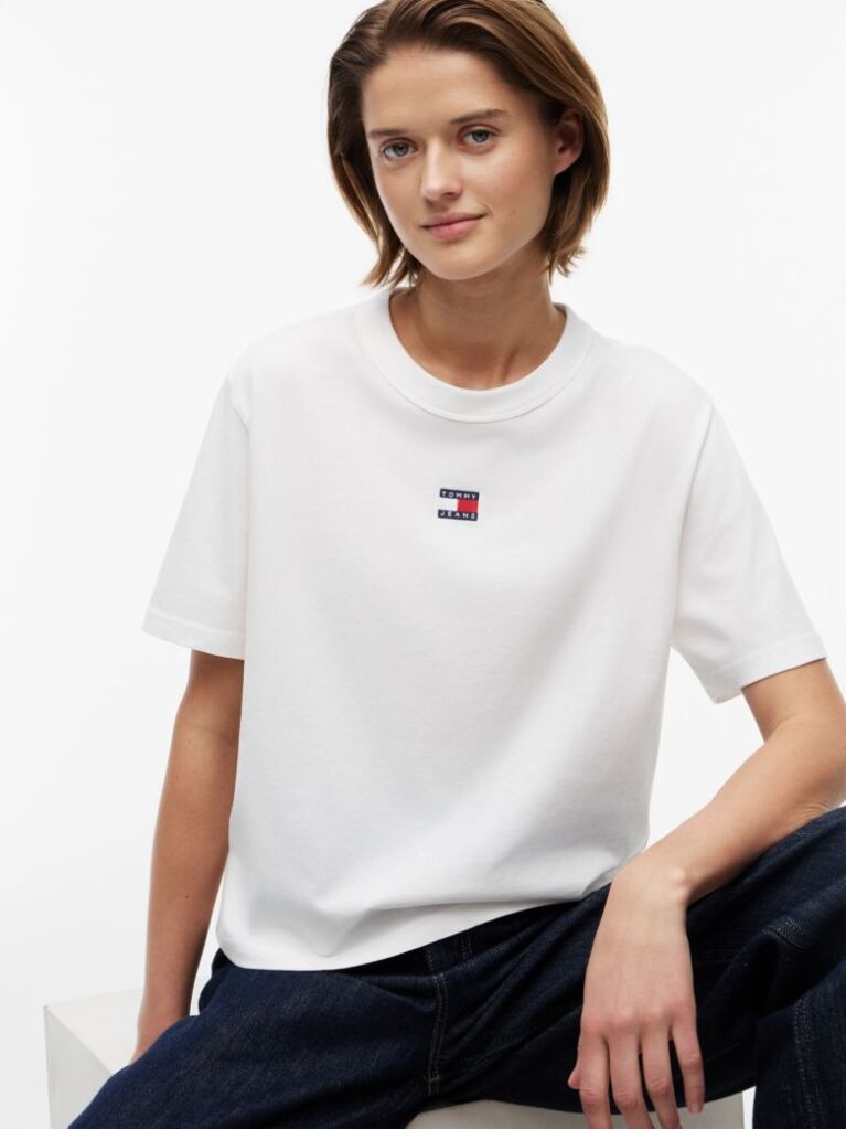 Beige Boxy Badge Tee  Women