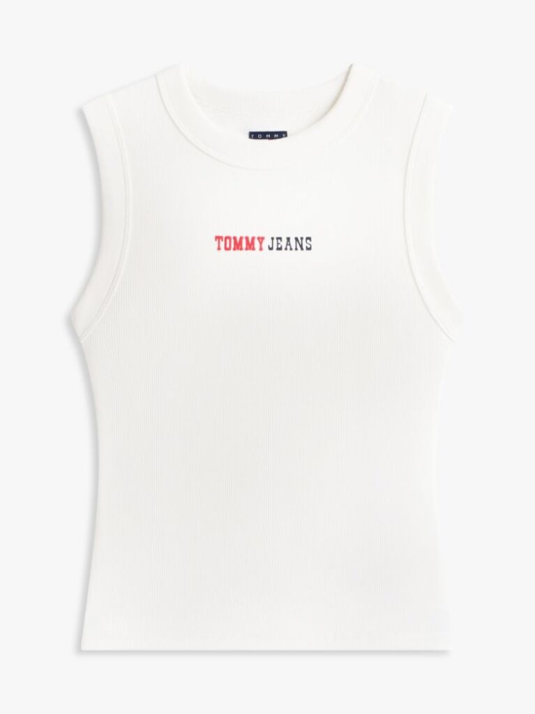 White Essential Logo Slim Ribbed Tank Top  Women