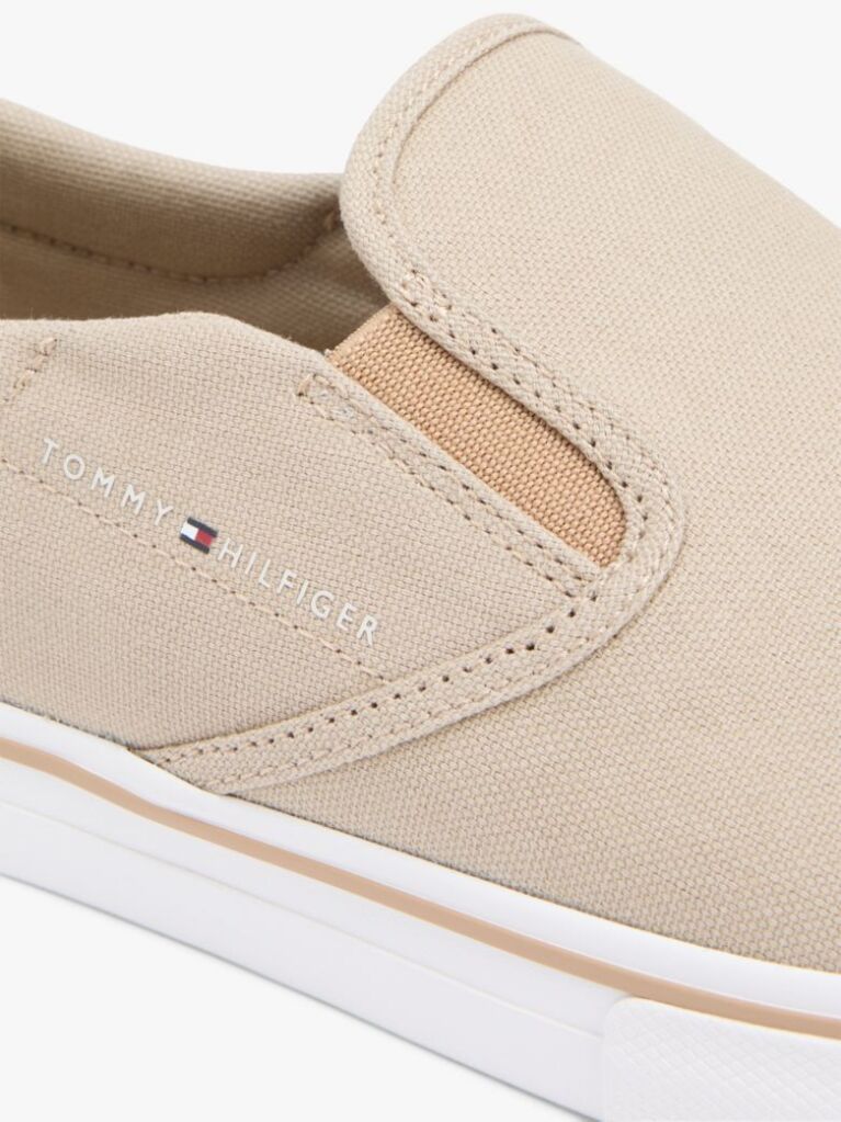 Μπεζ Slip-On Sneakers Από Canvas  Άνδρες