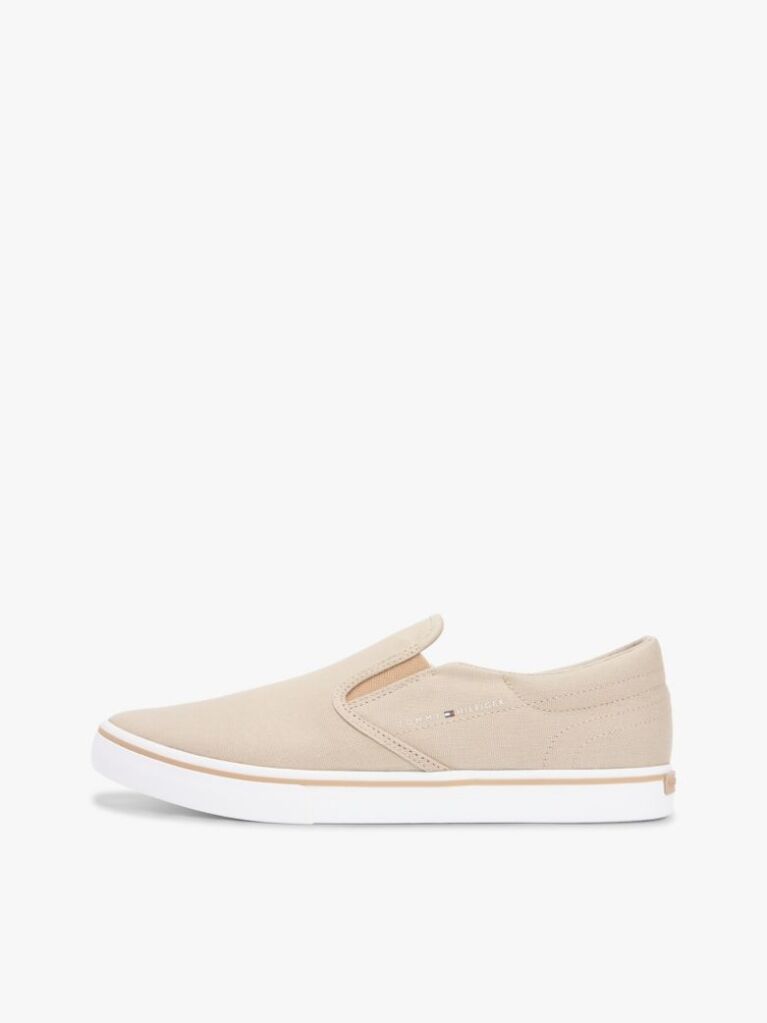 Μπεζ Slip-On Sneakers Από Canvas  Άνδρες