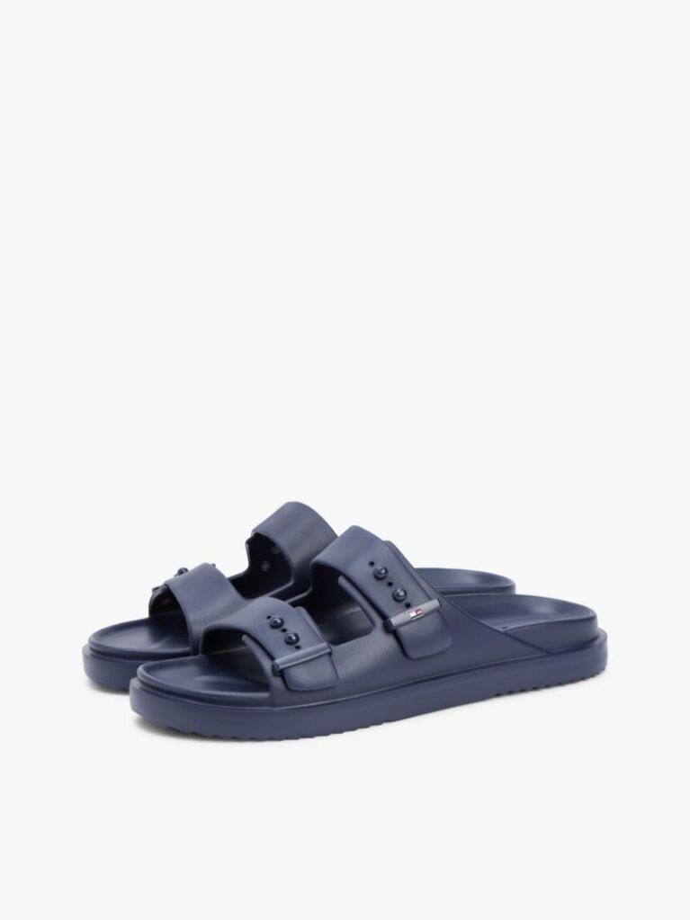 Blue Lightweight Pin Buckle Serrated Pool Slides  Men