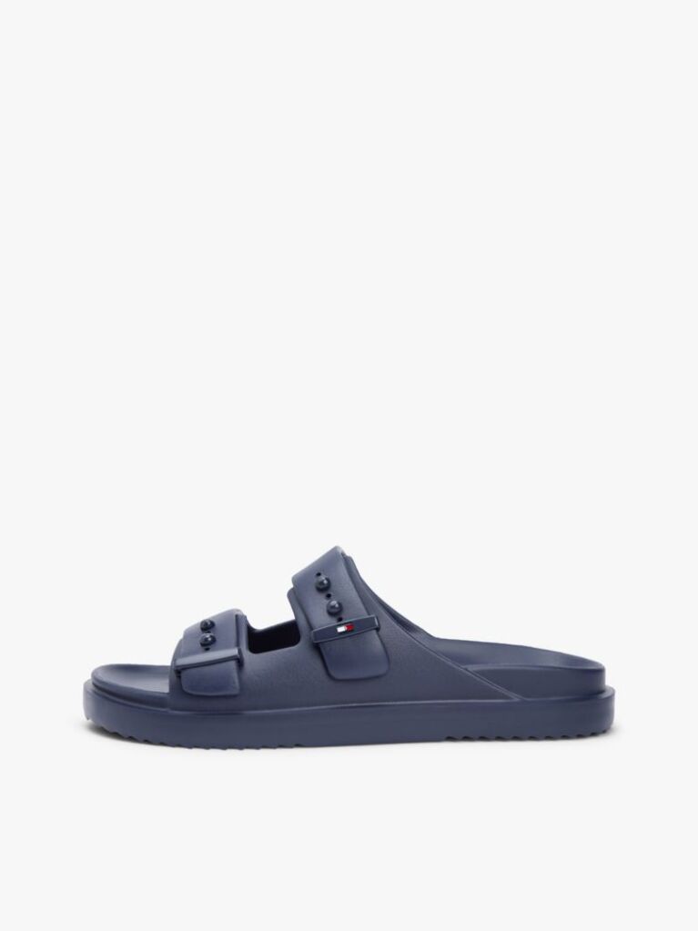 Blue Lightweight Pin Buckle Serrated Pool Slides  Men