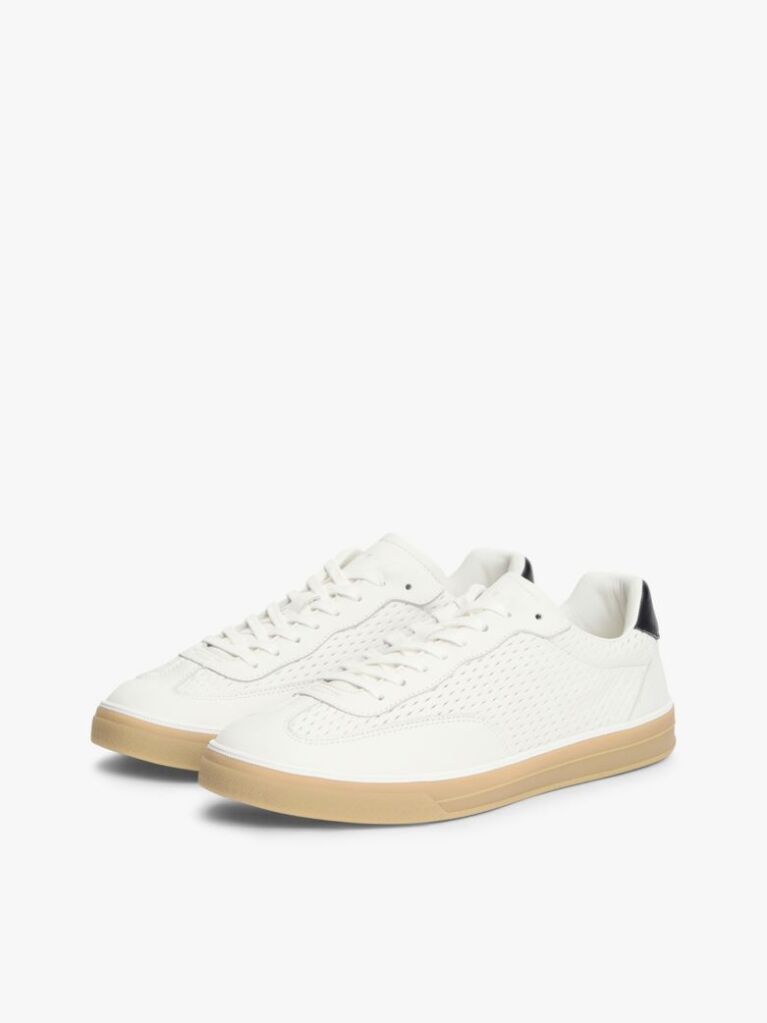 White Luxe Cutout Leather Trainers  Men