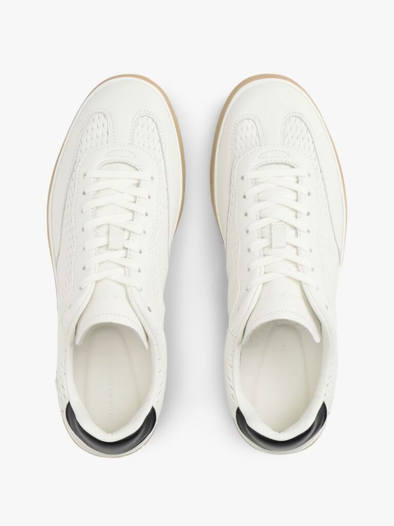 White Luxe Cutout Leather Trainers  Men