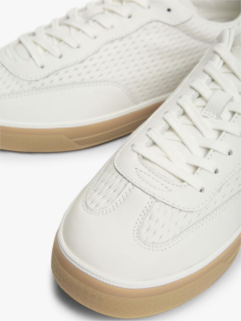 White Luxe Cutout Leather Trainers  Men