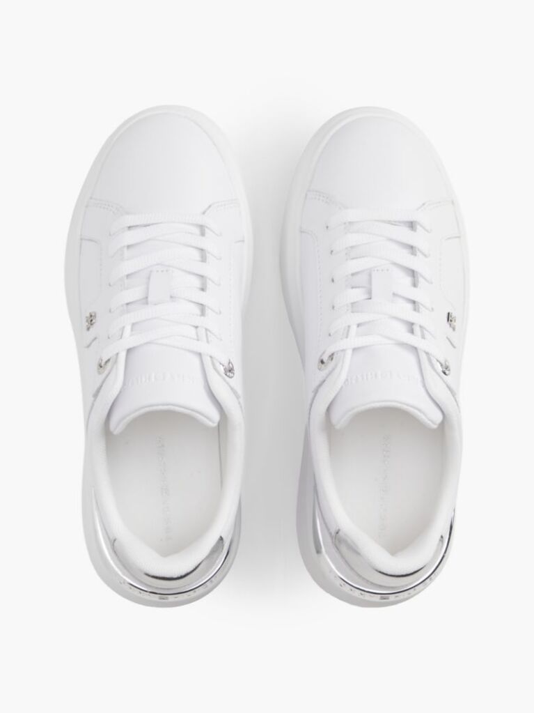 Άσπρο TH Monogram Δερμάτινα Sneakers Με Πλατφόρμα  Γυναίκες