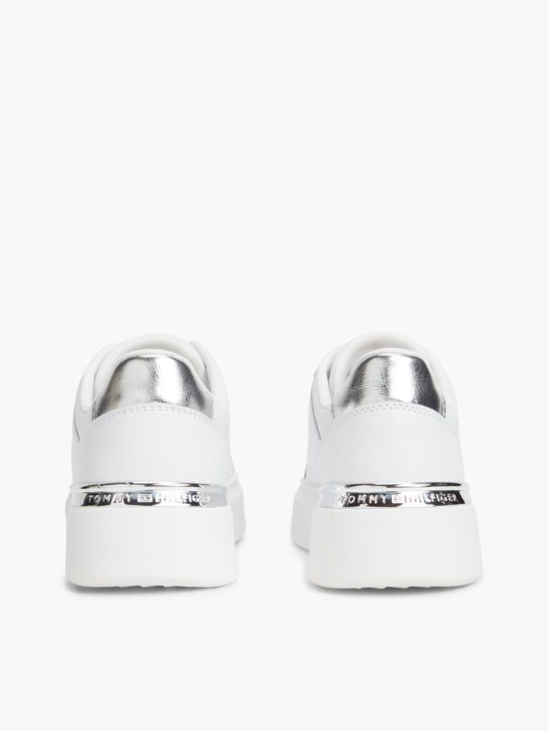 Άσπρο TH Monogram Δερμάτινα Sneakers Με Πλατφόρμα  Γυναίκες