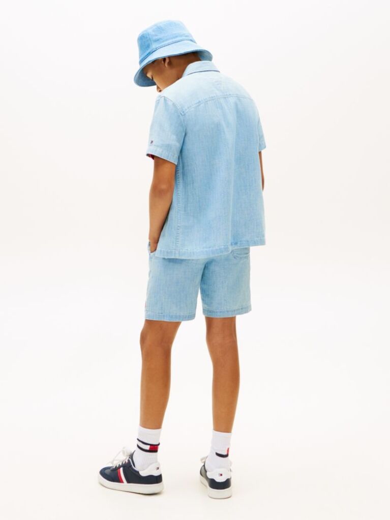 Denim Κοντομάνικο Denim Πουκάμισο Με Wavy Σημαιάκι  Αγόρια