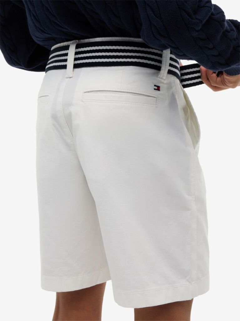 White Essential Signature Belt Loose Chino Shorts  Boys