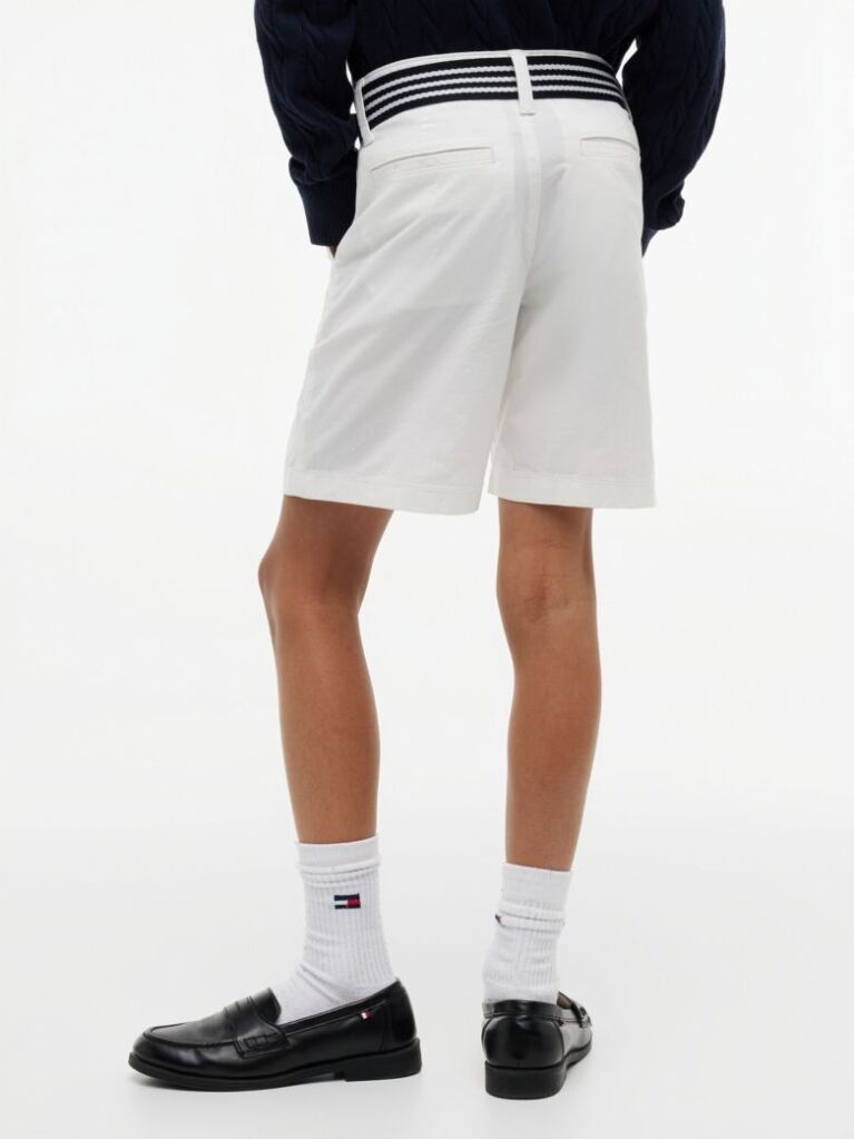White Essential Signature Belt Loose Chino Shorts  Boys