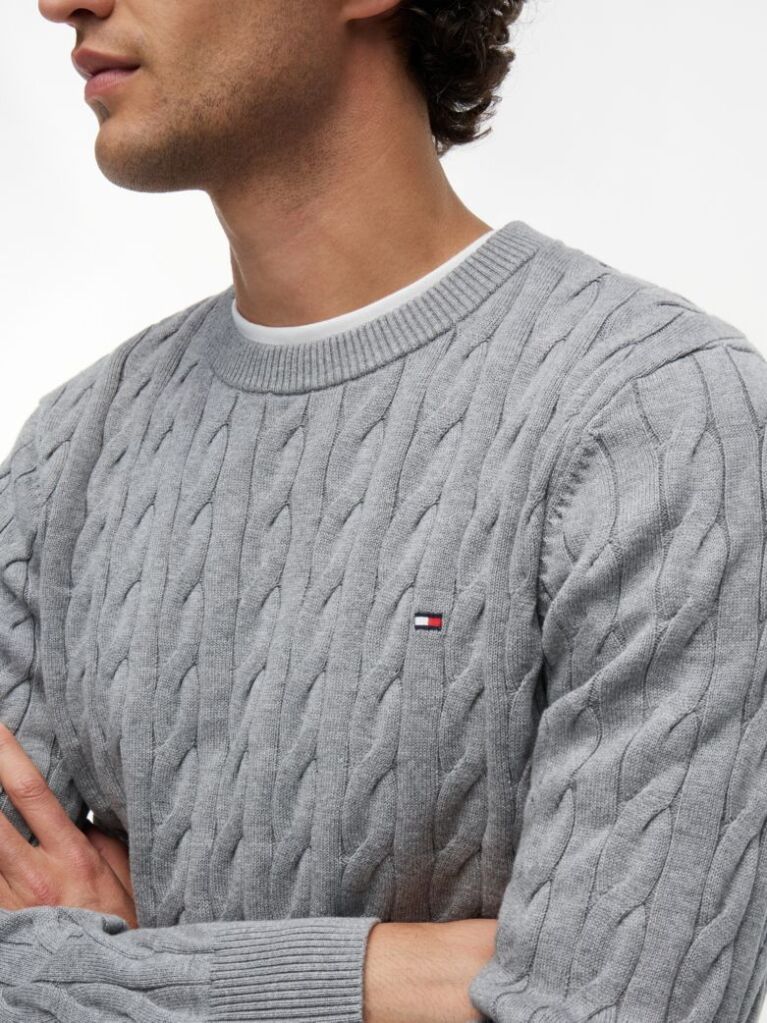 Grey Classics Cable Knit Relaxed Fit Jumper  Men