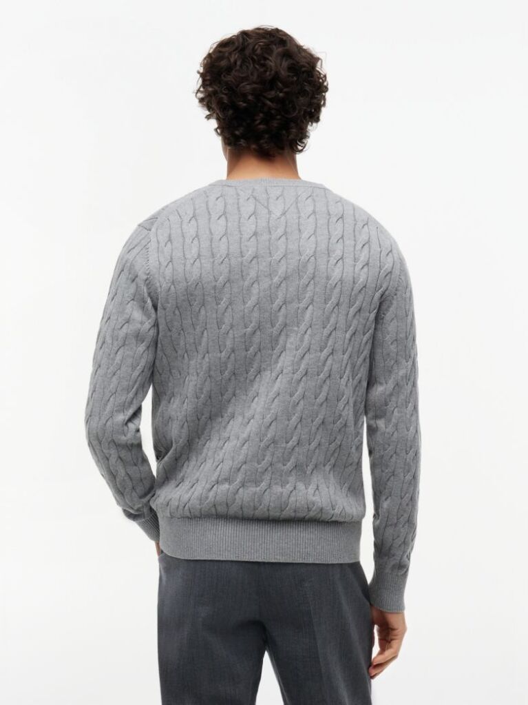 Grey Classics Cable Knit Relaxed Fit Jumper  Men