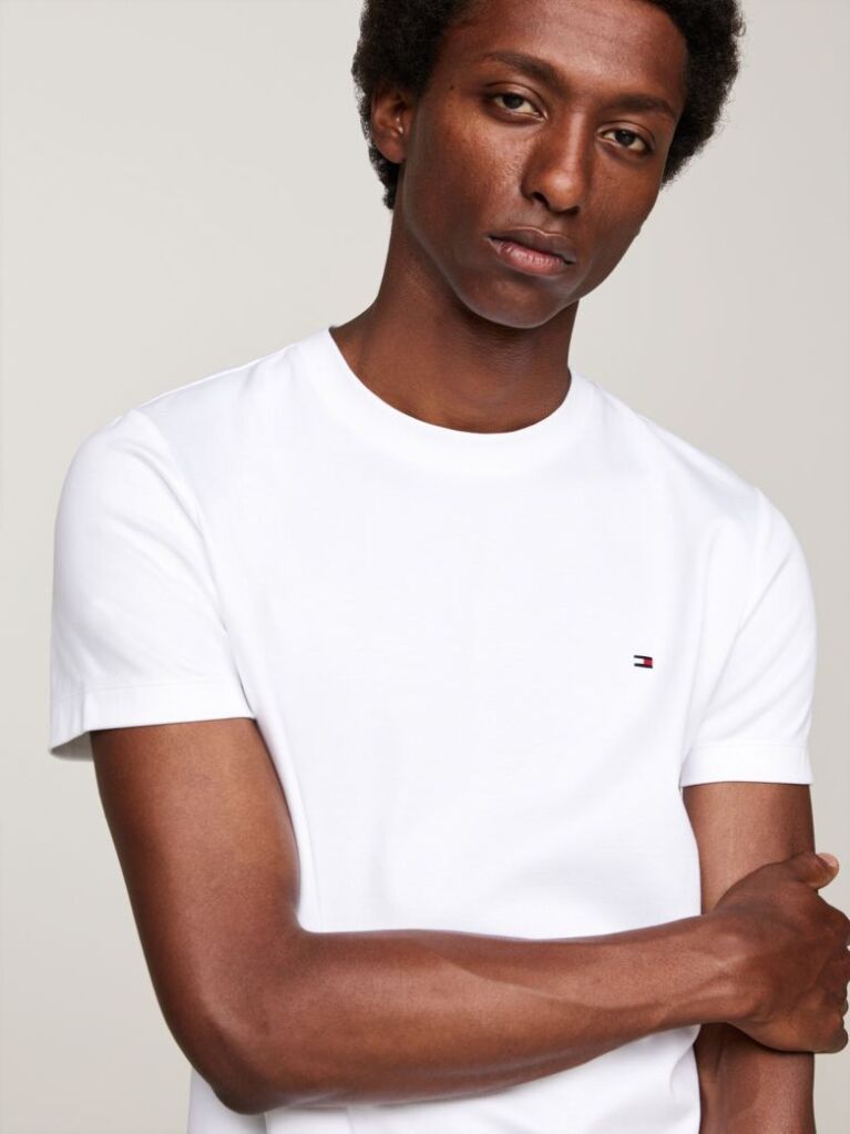 White Flag Embroidery Interlock Slim Fit T-Shirt  Men