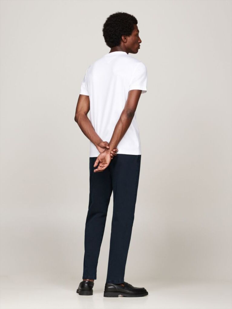 White Flag Embroidery Interlock Slim Fit T-Shirt  Men