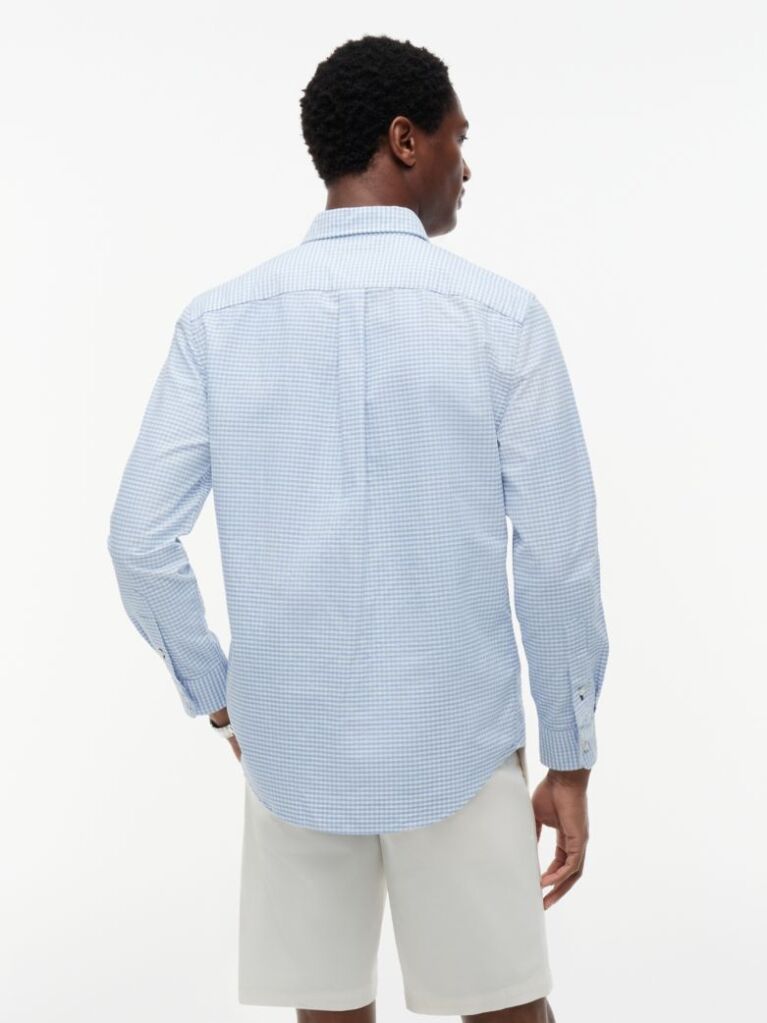Μπλε Gingham Oxford Πουκάμισο Σε κανονική Γραμμή  Άνδρες