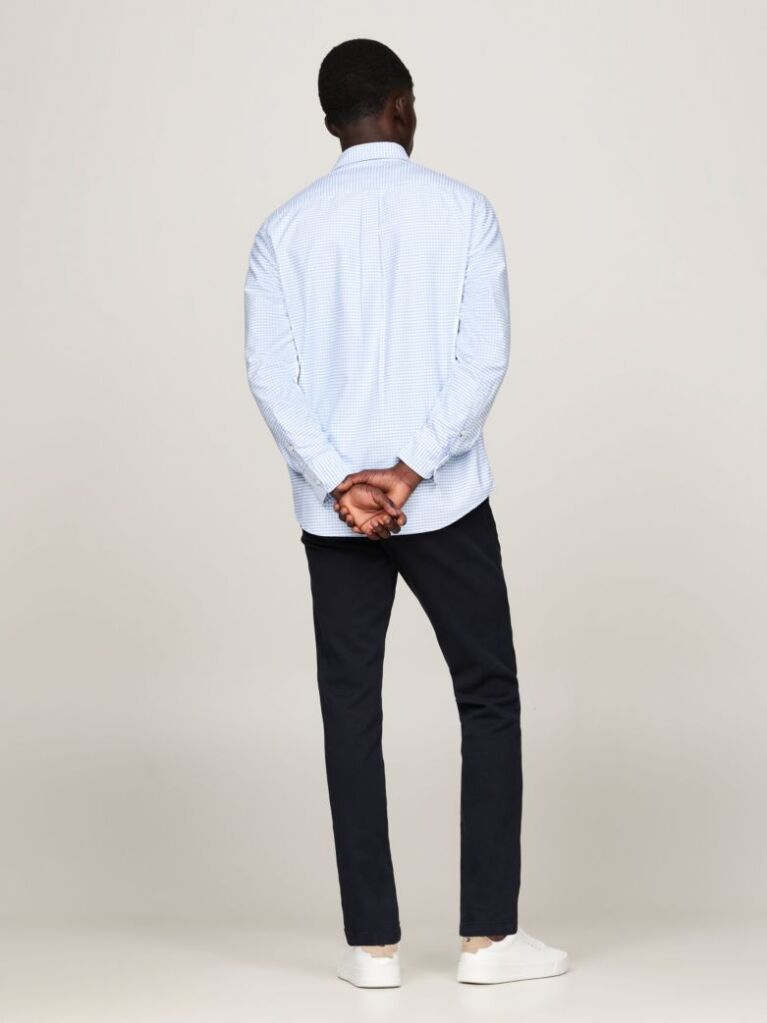 Μπλε Gingham Oxford Πουκάμισο Σε κανονική Γραμμή  Άνδρες