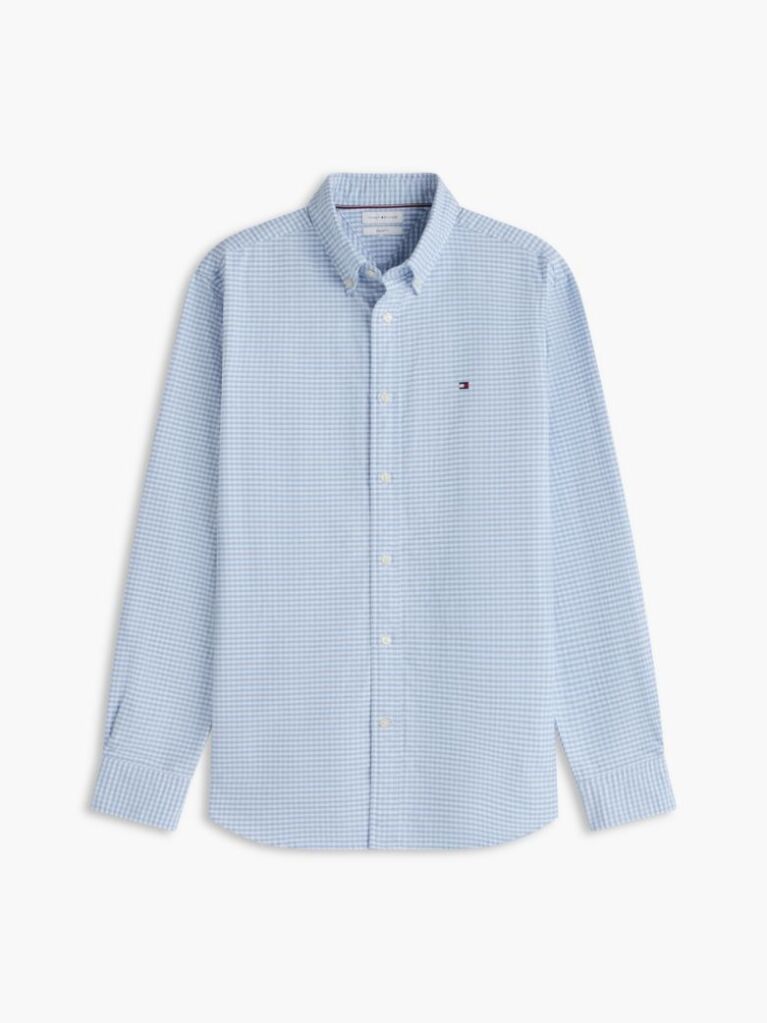 Μπλε Gingham Oxford Πουκάμισο Σε κανονική Γραμμή  Άνδρες