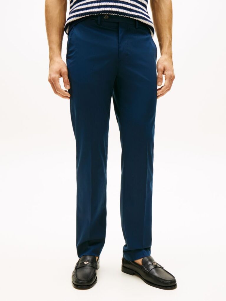 Blue Smart Casual Denton Straight Chinos  Men
